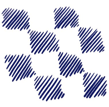 Japanese style doodle pattern decoration drawing blue and gold color hand sketch style illustration art element