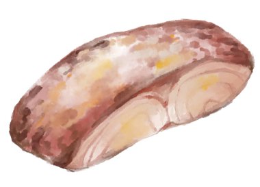 Grill fillet red snapper fish seafood steak watercolor painting illustration art