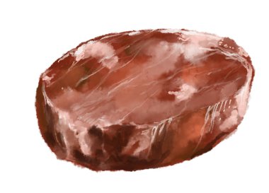 Biftek dilimi Asya bbq yemeği suluboya dijital resim sanatı