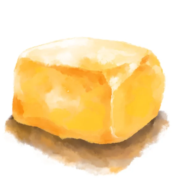 黄色いバター水彩画乳製品 イラストアート — ストック写真
