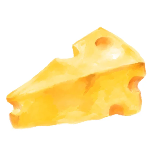 Žlutý Sýr Kolo Plátek Mléčné Krémové Mléčné Potraviny Akvarel Malba — Stock fotografie