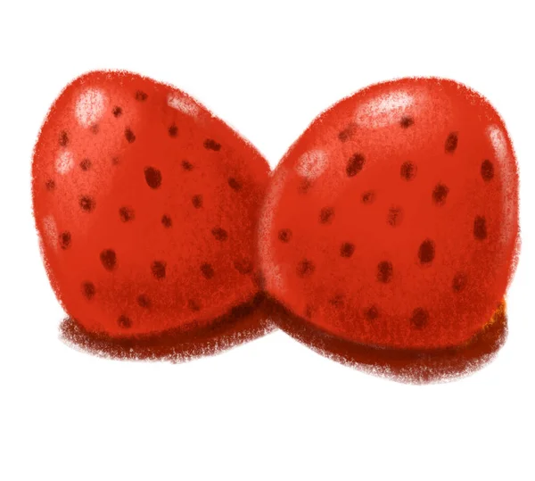 Jordgubbskrita Teckning Skiss Illustration Röd Bär Frukt Konst — Stockfoto