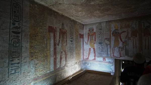 埃及卢克索国王陵墓 Valley King Luxor Egypt Tomb Tausert Setnakht Heiroglyic Painting — 图库照片