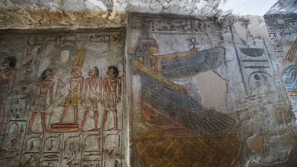 Valley Kings Luxor Egypt Tomb Tausert Setnakht Heiroglyphic Painting Pastel — Stock Photo, Image