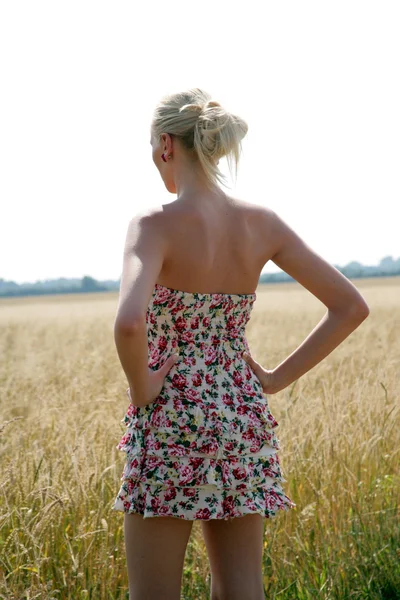 Mujer atractiva joven en la naturaleza — Foto de Stock