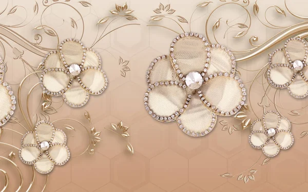 Ilustração Flor Bonita Padrão Quadro Quadrado Parede Floral Texturizada Decorativa — Fotografia de Stock