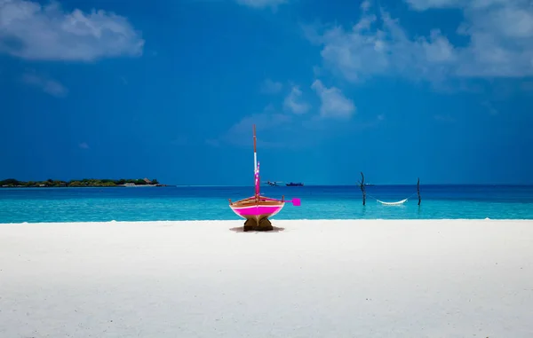 Landschap Het Eiland Malediven Luxe Watervilla Resort Zandstrand Prachtige Lucht — Stockfoto