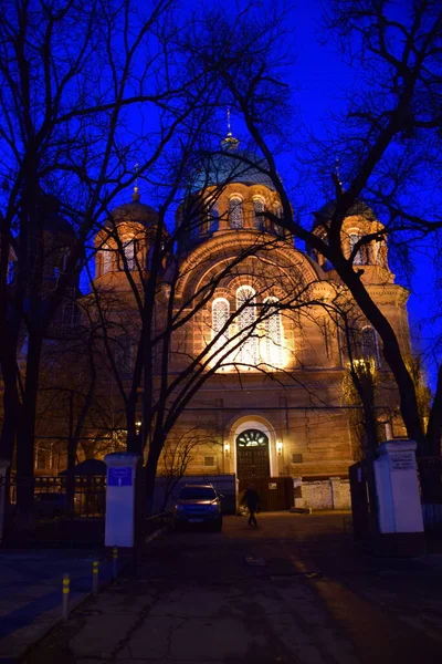 Εκκλησία Την Νύχτα Στο Krasnodar Ρωσία — Φωτογραφία Αρχείου