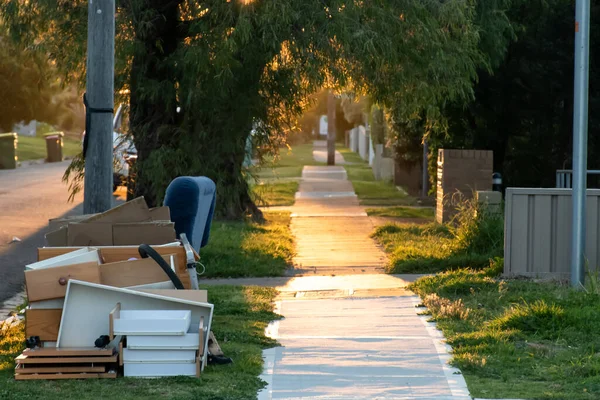 Household Various Rubbish Garbage Items Put Street Council Bulk Waste — Stock Photo, Image