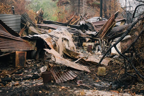 Incendios Forestales Australianos Escombros Quemados Del Edificio Después Graves Incendios — Foto de Stock