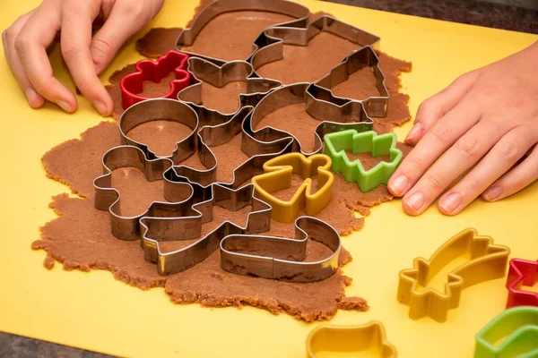 Galletas Caseras Jengibre Navidad Hacer Galletas Jengibre Casa Con Varios — Foto de Stock