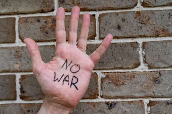 War Message Written Hand Russian Ukraine War Conflict Confrontation Protest — Stock Photo, Image