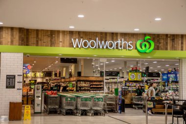 Sydney, Australia 2022-08-01. Exterior view of Woolworths supermarket Caringbah NSW.
