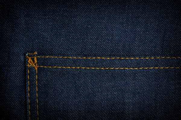 Donkerblauwe Jeans Textuur Achtergrond Met Pocket — Stockfoto