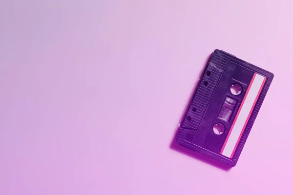 Old Cassette Tape Neon Color Retro Style Vintage Music Concept — Stock Photo, Image