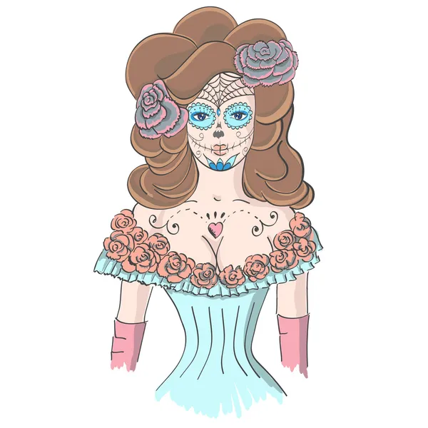 Meisje in make-up dia de los muertos — Stockvector