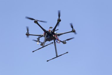 Flying uav hexacopter drone clipart