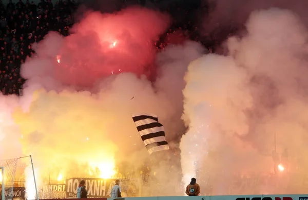 Voetbalwedstrijd tussen paok en Olympiakos — Stockfoto