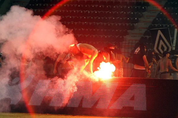 PAOK Tesalónica contra los disturbios del partido de fútbol de Viena —  Fotos de Stock