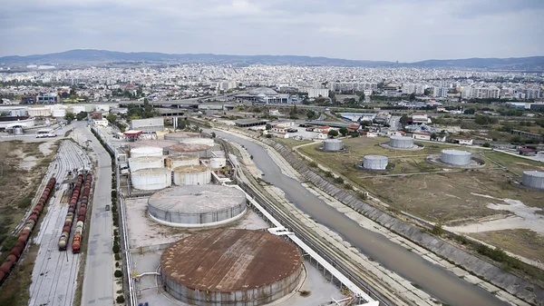 Luchtfoto van benzine industriële zone — Stockfoto