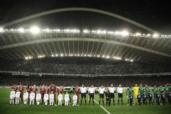 Матч группового этапа Лиги чемпионов УЕФА Панатинаикос - Барселона — стоковое фото