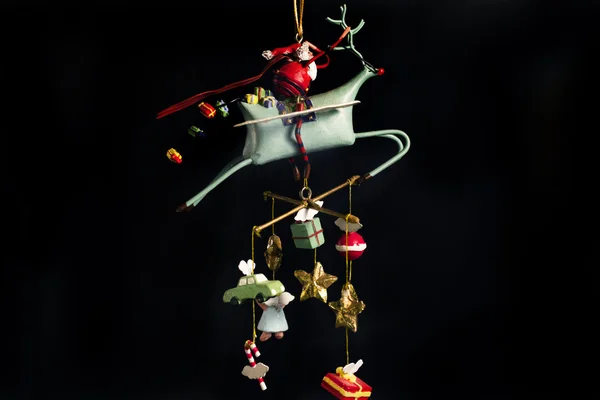 Decoración de Navidad, Santa Claus sobre fondo negro — Foto de Stock