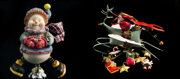 Dekorasi Natal, Santa Claus di latar belakang hitam — Stok Foto