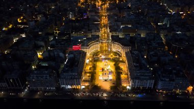 thessaloniki hava panoramik manzaralı geceleri, Yunanistan