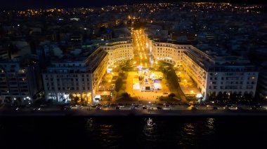 thessaloniki hava panoramik manzaralı geceleri, Yunanistan