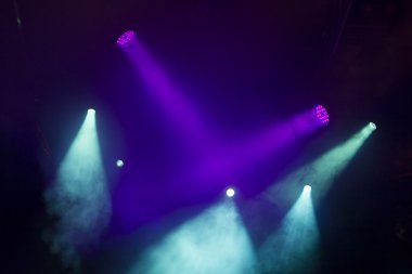Defocused Entertainment concert lighting on stage, bokeh.