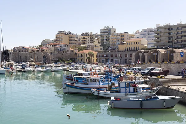 Vissersboten, heraklion Kreta, Griekenland — Stockfoto