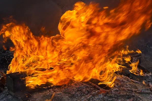 Piros tűz és lángok háttér — Stock Fotó