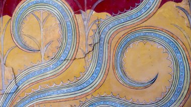 knossky Sarayı duvarına fresco. Crete, Yunanistan.