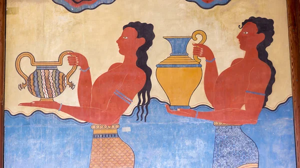 Knossos Sarayı Güney girişinde fresco. Bu — Stok fotoğraf