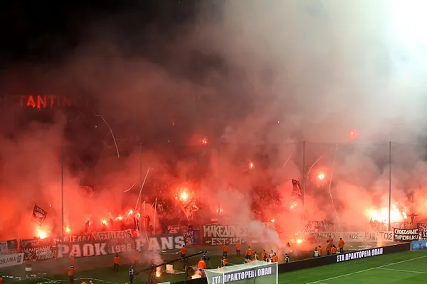 PAOK rakip Olympiakos Yunan superleague maç — Stok fotoğraf