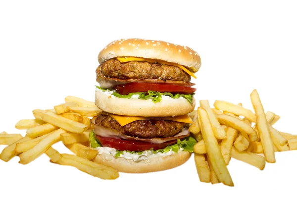 Hamburger and french fries — Stock Photo, Image