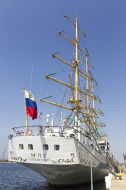 Russian sailing boat 'Mir' docks in Greece clipart