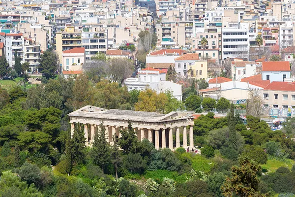 Vista para o Templo de Hefesto a partir de Acrópole, Atenas, Grécia . — Fotografia de Stock