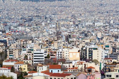  Atina panoramik manzarasını Acropolis, Yunanistan