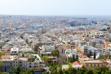  Atina panoramik manzarasını Acropolis, Yunanistan