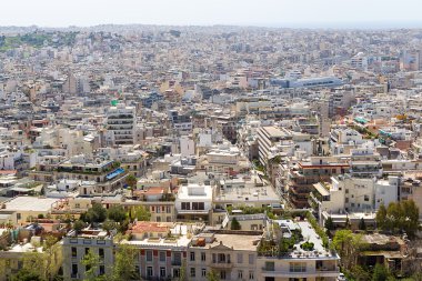  Atina panoramik manzarasını Acropolis, Yunanistan