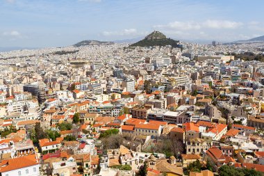  Atina panoramik manzarasını Acropolis, Yunanistan