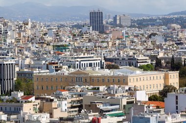  Atina panoramik manzarasını Acropolis, Yunanistan