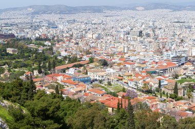  Atina panoramik manzarasını Acropolis, Yunanistan