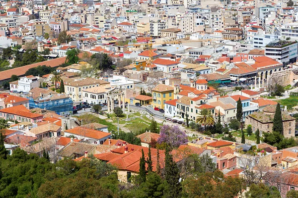 Panoramisch uitzicht van Athene vanaf de Akropolis, Griekenland — Stockfoto