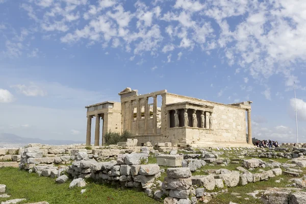 Starożytne ganek caryatides w Akropolu, Ateny, Grecja — Zdjęcie stockowe