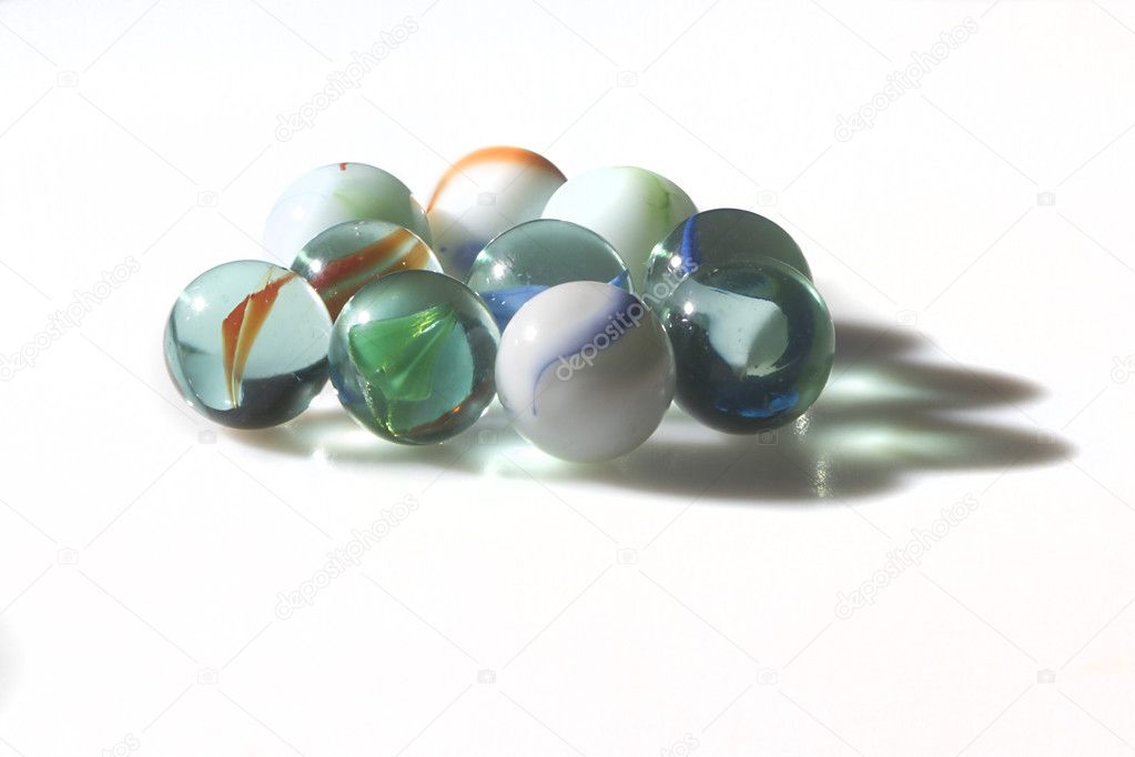Glass marble balls isolated on white background