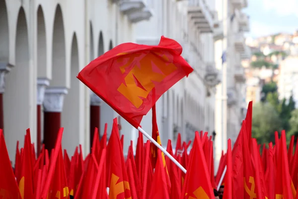Concentrarea preelectorală a Partidului Comunist din Grecia (KKE) la — Fotografie, imagine de stoc