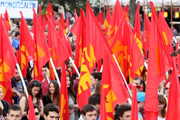 Concentración pre-electoral del Partido Comunista de Grecia (KKE) en — Foto de Stock