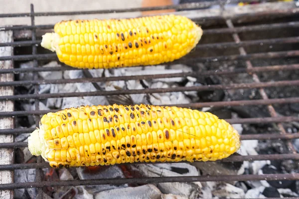 Organische maïs op de grill — Stockfoto